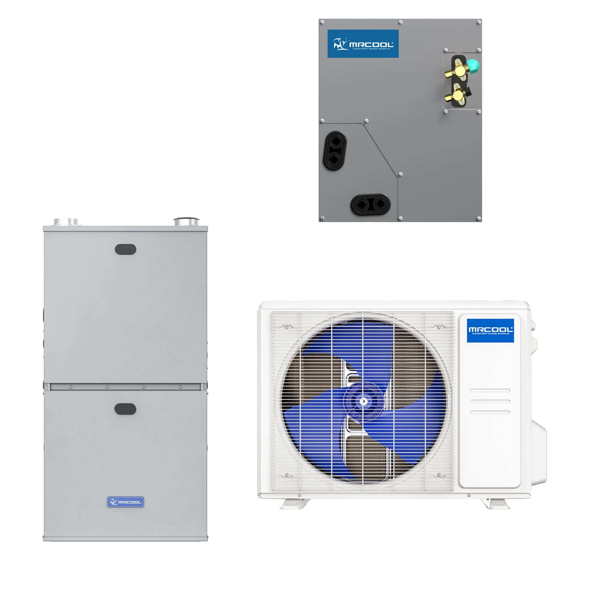 MRCOOL 3 Ton Central Hyper Heat Air Conditioner and 96% AFUE, 60K BTU 17.5" Gas Furnace Split System - Upflow or Horizontal