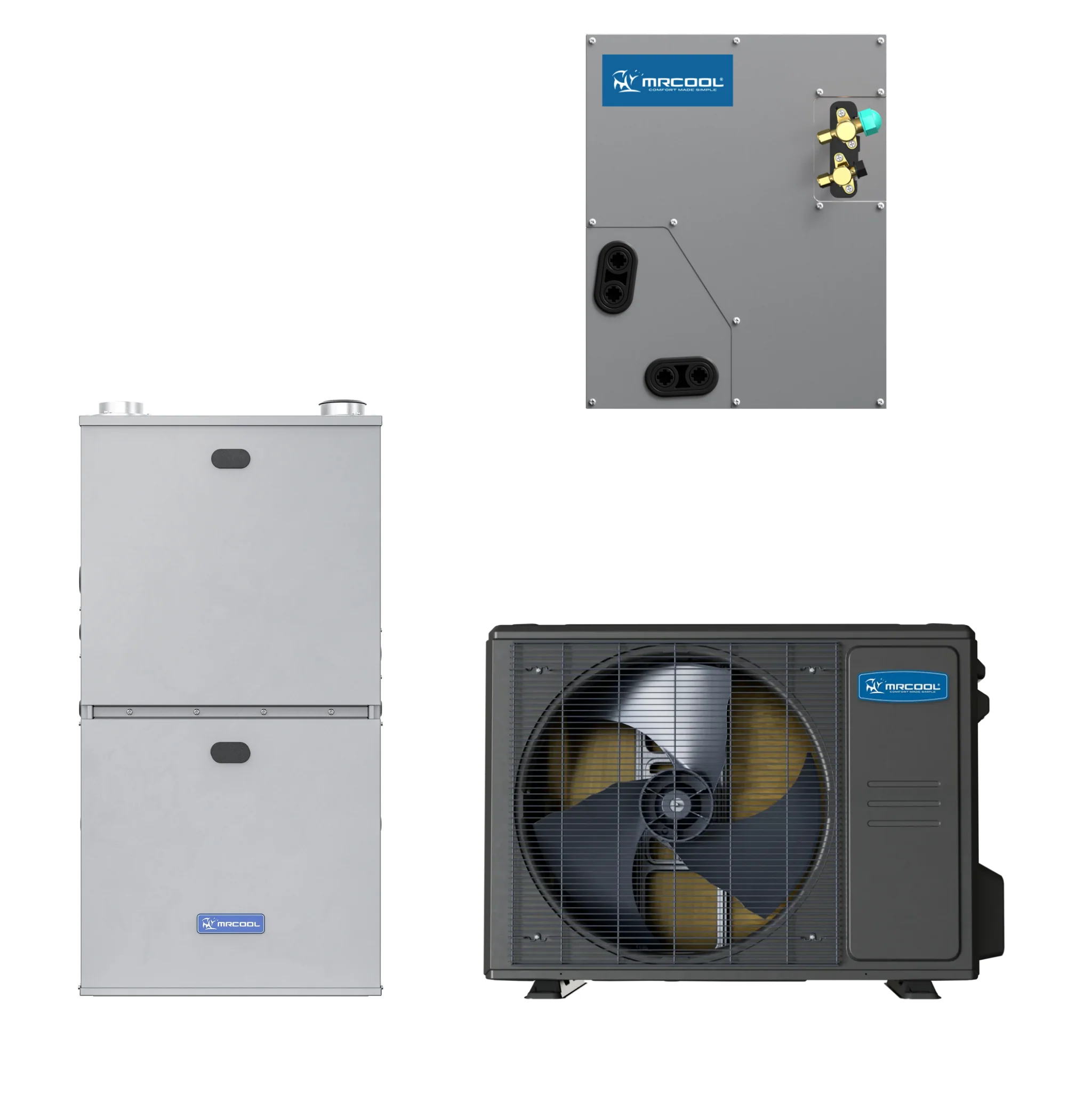 MRCOOL 3 Ton Central Universal Air Conditioner and 96% AFUE, 80K BTU 17.5" Gas Furnace Split System - Upflow or Horizontal