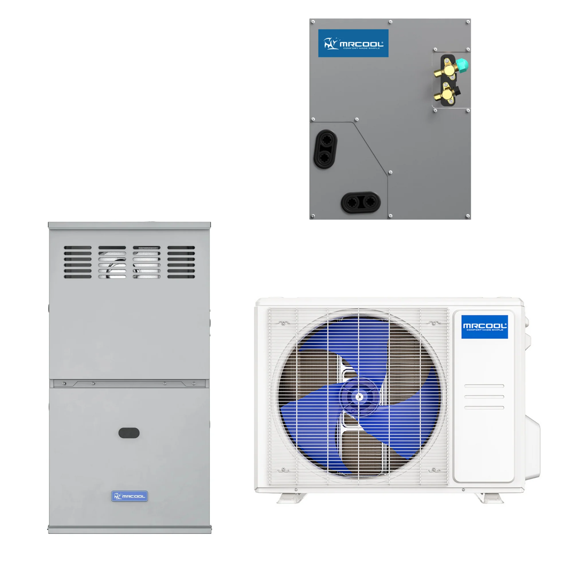 MRCOOL 2.5 Ton Central Hyper Heat Air Conditioner and 80% AFUE, 60K BTU 17.5" Gas Furnace Split System - Upflow, Horizontal, or Downflow