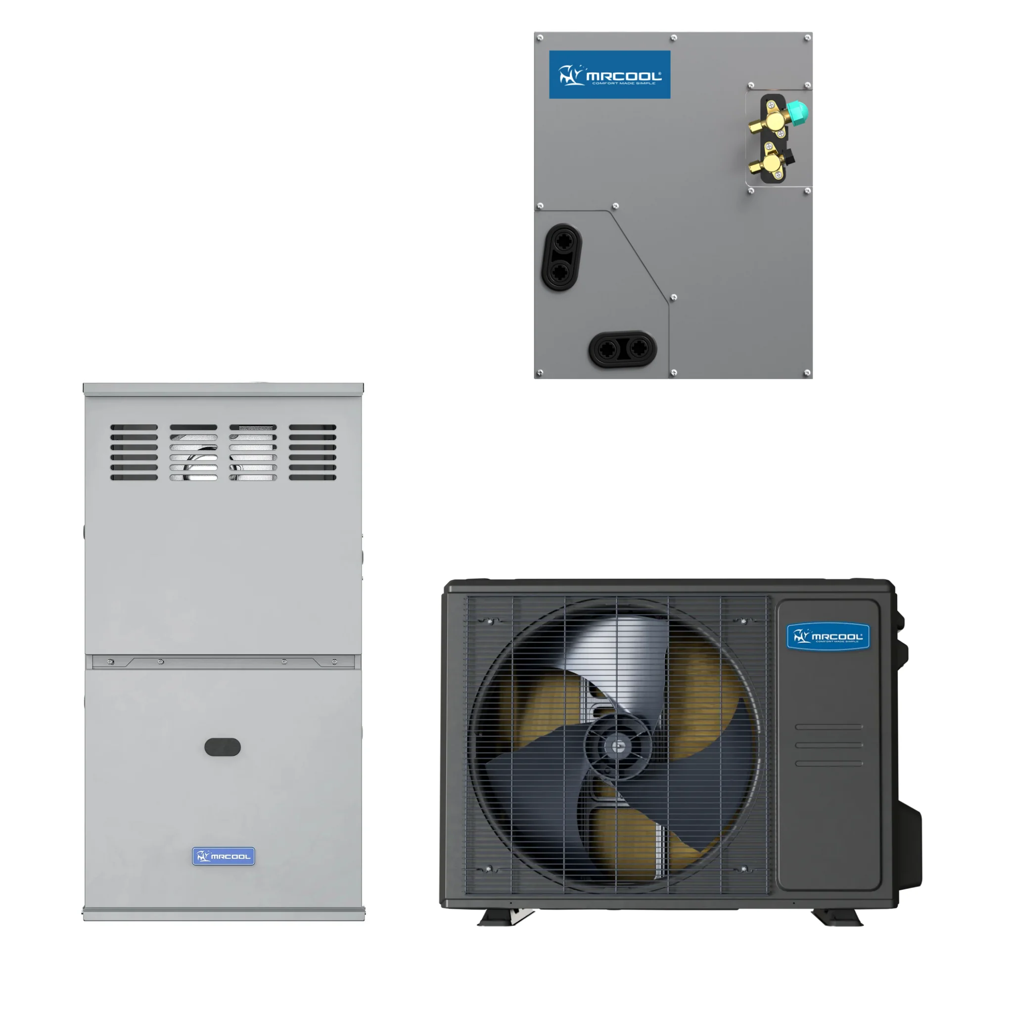 MRCOOL 4 Ton Central Universal Air Conditioner and 80% AFUE, 80K BTU 21" Gas Furnace Split System - Upflow, Horizontal, or Downflow