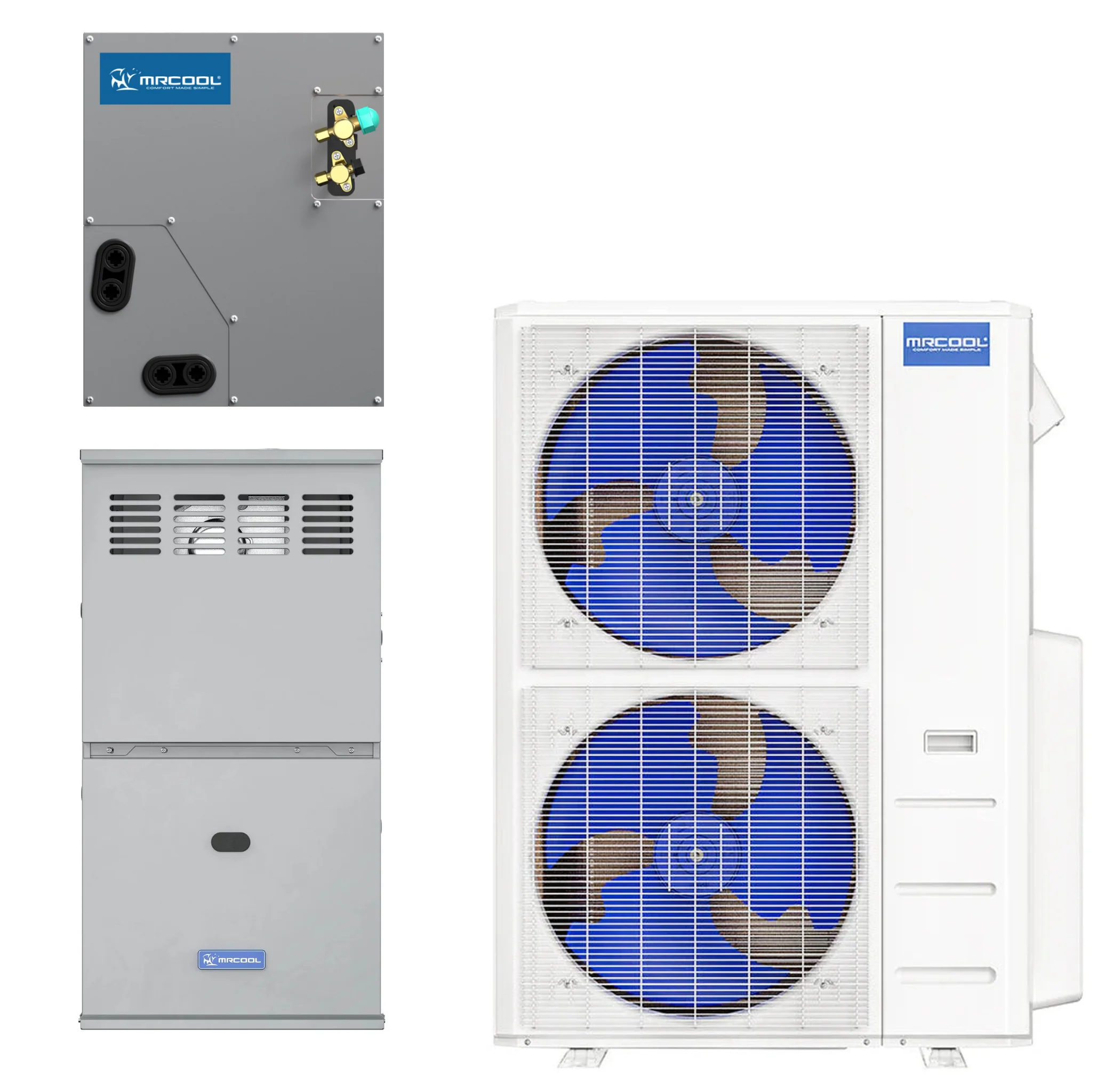 MRCOOL 5 Ton Central Hyper Heat Air Conditioner and 80% AFUE, 100K BTU 21" Gas Furnace Split System - Upflow, Horizontal, or Downflow