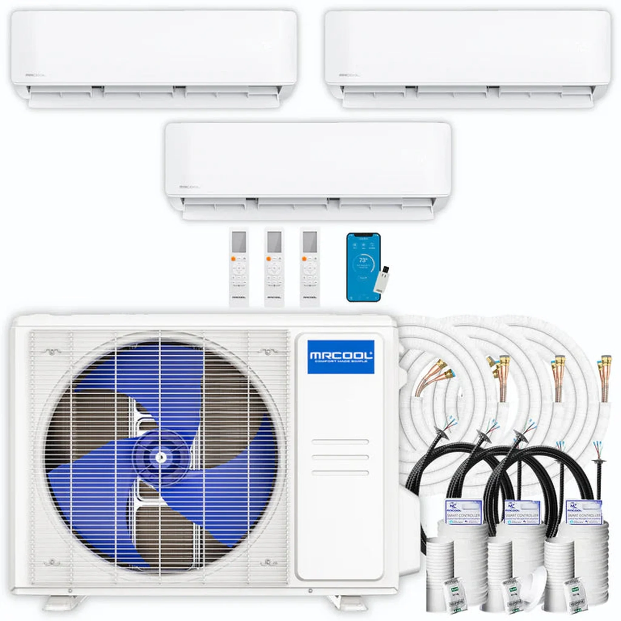 MRCOOL DIY 5th Gen 3-Zone 36,000 BTU Ductless Mini Split Air Conditioner & Heat Pump with 35ft. Pre-Charged Line Sets (6K+6K+24K), DIYM336HPW02D68