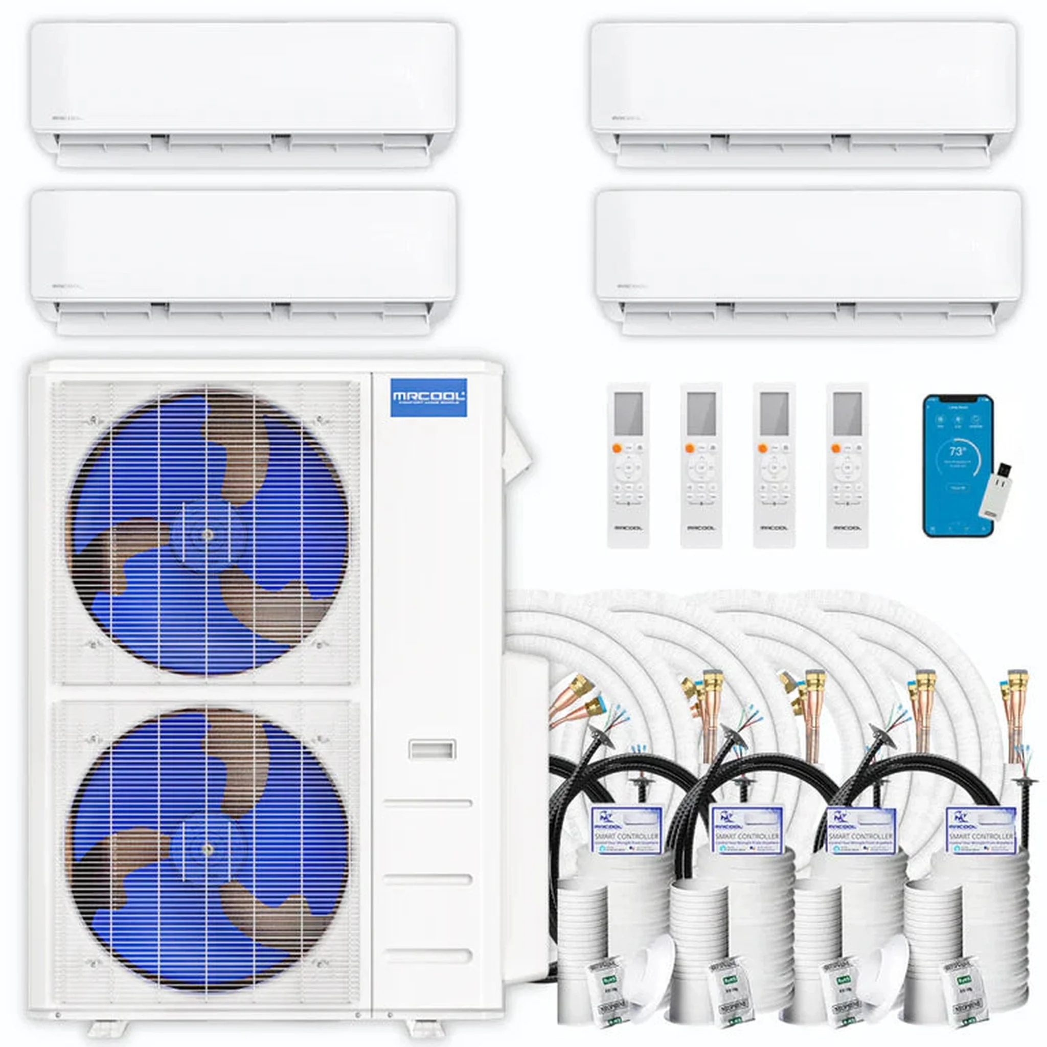 MRCOOL DIY 5th Gen 4-Zone 36,000 BTU Ductless Mini Split Air Conditioner & Heat Pump with 35ft. Pre-Charged Line Sets (6K+6K+6K+18K), DIYM448HPW00D392