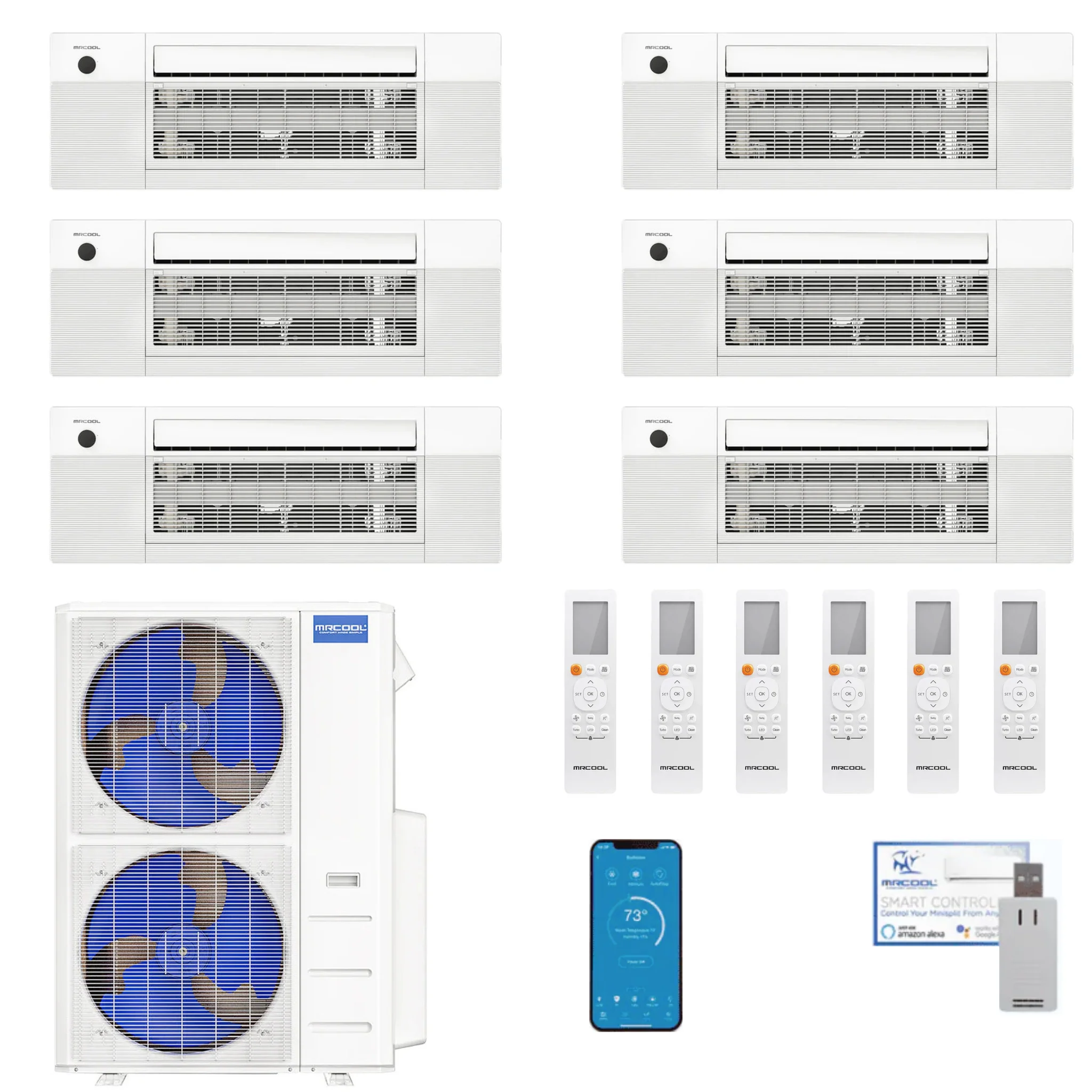 MRCOOL DIY 5th Gen 6-Zone 63,000 BTU Ceiling Cassette Ductless Mini Split Air Conditioner & Heat Pump (6K+6K+6K+9K+18K+18K), DIY6-BC-55HP060606091818